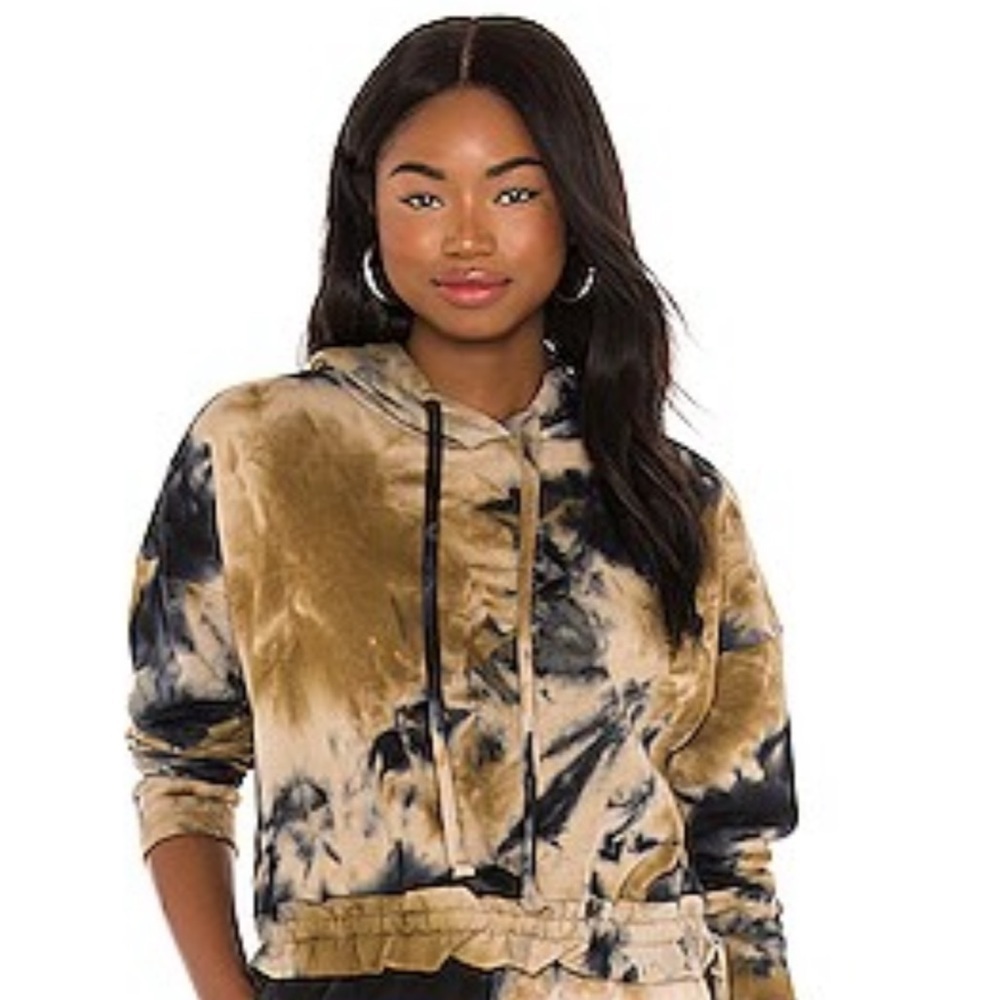 Blank NYC Hoodie Tie Dye Crop With Drawstring Waist Size Medium NWT